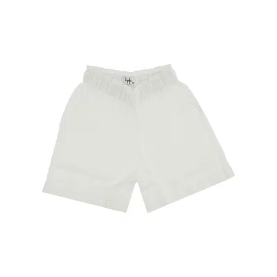 Il Gufo Linen Shorts With Wrinkled Waist Kids In White