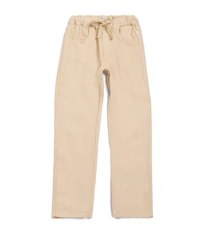 Il Gufo Kids' Linen Tie-waist Trousers In Beige