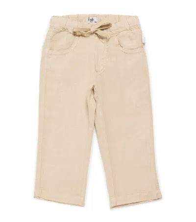 Il Gufo Kids' Linen Tie-waist Trousers In Beige