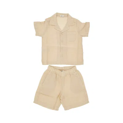Il Gufo Linen Two-piece Set Kids In Beige