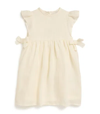 Il Gufo Kids' Linen Waffle Dress In White