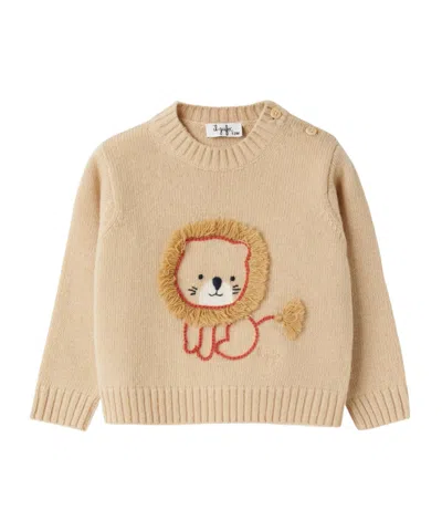 Il Gufo Lion Embroidered Jumper In Neutral