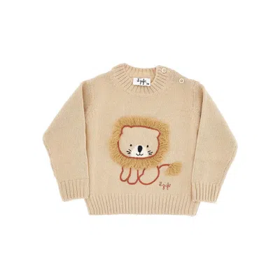 IL GUFO LION EMBROIDERY WOOL SWEATER KIDS