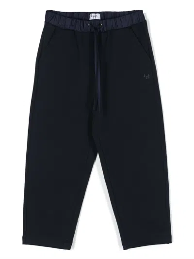 Il Gufo Kids' Logo-appliqué Jersey Trousers In Blue