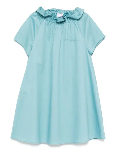 Il Gufo Kids' Logo-embroidered Dress In Blue