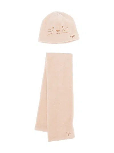 Il Gufo Babies' Logo-embroidered Scarf Set In Neutrals