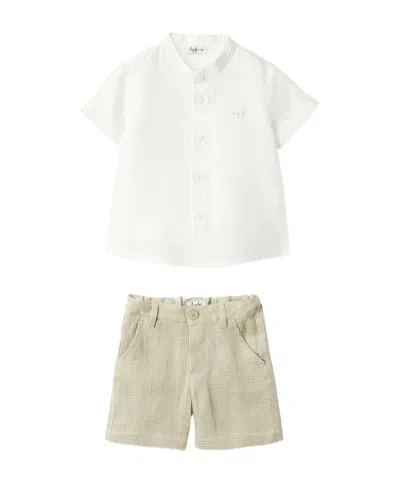 Il Gufo Logo Embroidered Shorts Set In White