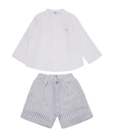Il Gufo Kids'  Logo Embroidered Stripe Detailed Tracksuit In White