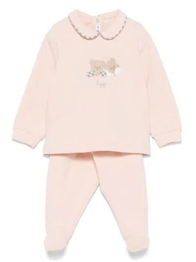 Il Gufo Babies' Logo-embroidered Trouser Set In Pink