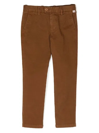 Il Gufo Kids' Logo-patch Straight-leg Trousers In Brown