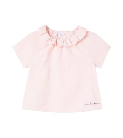Il Gufo Kids' Logo Ruffled Jersey Top In Pink