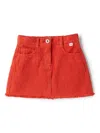 Il Gufo Logo Tag Denim Skirt In Red