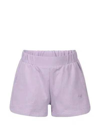 Il Gufo Kids' Logo-embroidered Fleece Shorts In Purple