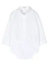Il Gufo Button-up Point-collar Bodysuit In White