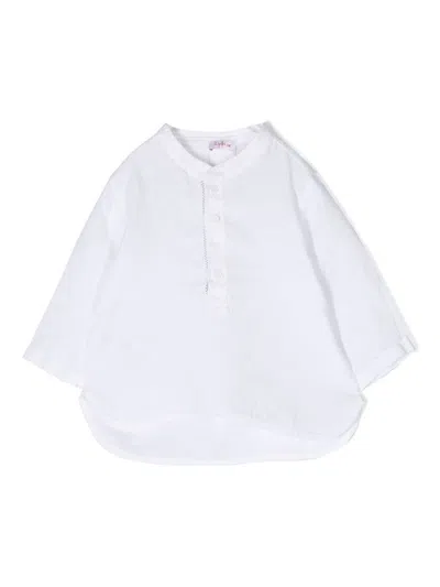 Il Gufo White Long Sleeve Shirt In Linen Baby