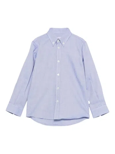 Il Gufo Kids' Long-sleeved Cotton Shirt In Blue
