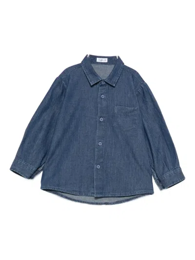 Il Gufo Babies' Long-sleeved Denim Shirt In Blue