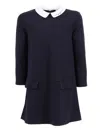 Il Gufo Peter Pan Collar Mini Dress In Blue