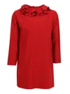 Il Gufo Ruffled Long-sleeve Dress In Red
