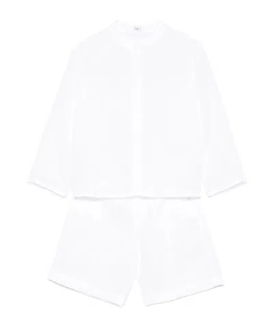 Il Gufo Long-sleeved Shirt And Shorts Set In White
