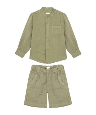 Il Gufo Long-sleeved Shirt And Shorts Suit In Nude