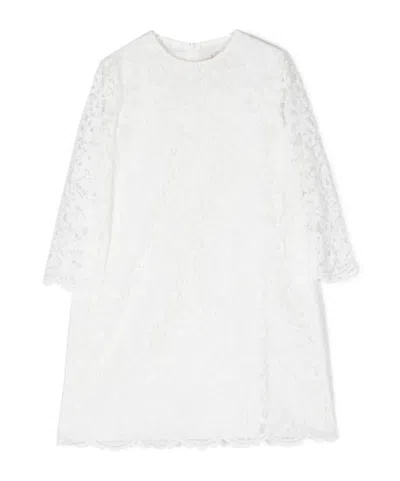 Il Gufo Long-sleeve A-line Lace Dress In White