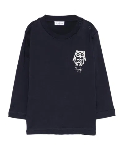 Il Gufo Long-sleeve Owl T-shirt In Blue