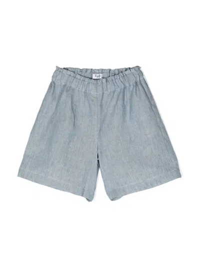Il Gufo Kids' Melange Blue Linen Bermuda Shorts