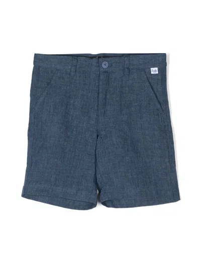 Il Gufo Kids' Mélange-effect Linen Shorts In Blue