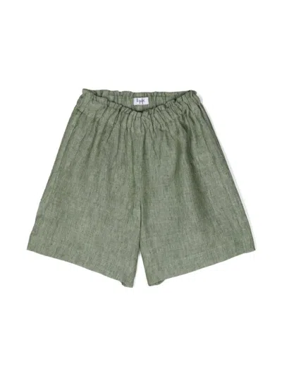 Il Gufo Kids' Melange Sage Green Linen Bermuda Shorts