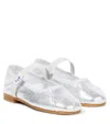 Il Gufo Metallic Leather Ballet Flats In Silver
