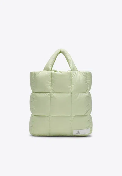 Il Gufo Microfibre Padded Top Handle Bag In Green