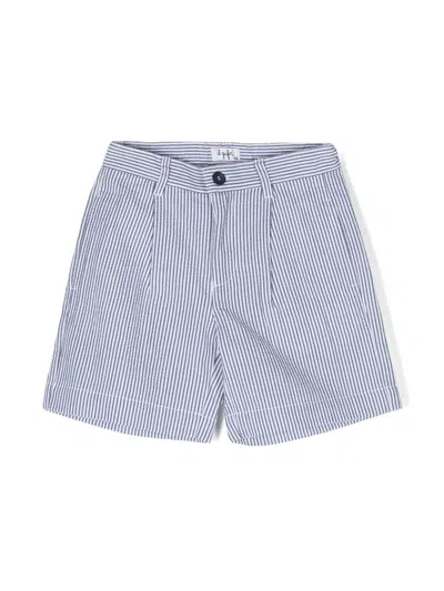 Il Gufo Kids' Mid-rise Seersucker Shorts In Blue