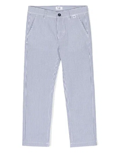 Il Gufo Kids' Mid-rise Striped Cotton Trousers In Blue