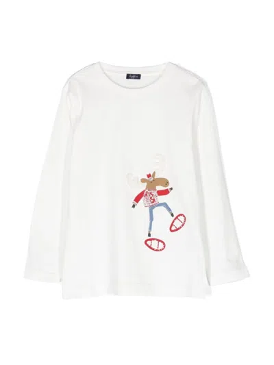 Il Gufo Mini Reindeer Graphic T-shirt For Boys In White