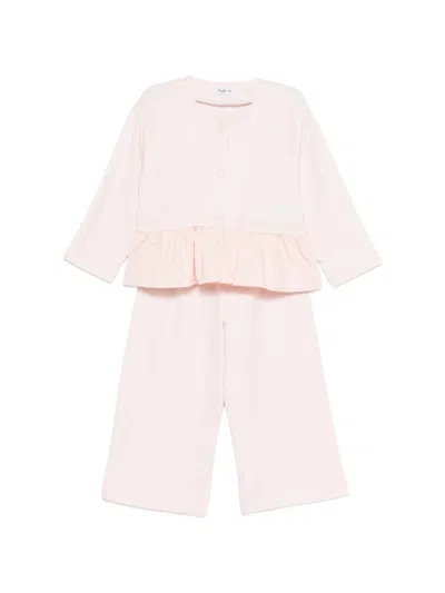 Il Gufo Mini Ruffle Front Button Jacket For Kids In White