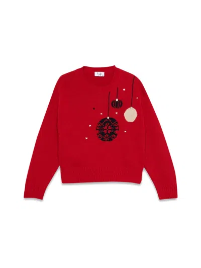 Il Gufo Mini Tricot Knit Sweatshirt In Red