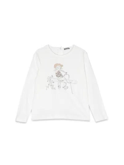 Il Gufo Kids' ml Print T-shirt In White