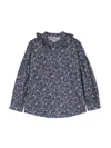 Il Gufo M/l Shirt Flowers And Ruffle Collar In Multicolour