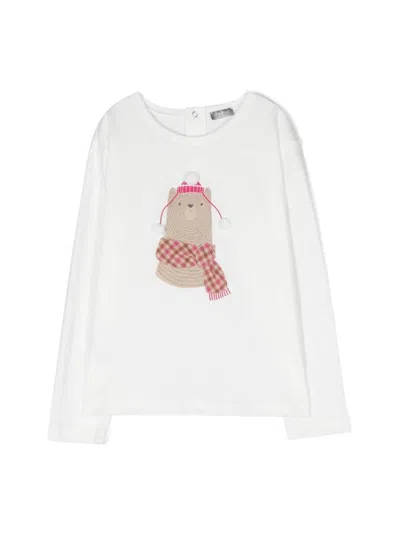 Il Gufo Mini Print T-shirt For Girls In White