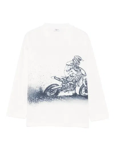 Il Gufo Kids' Motorcycle-graphic Long-sleeve T-shirt In Neutral
