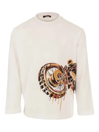 Il Gufo Kids' Motorcycle-graphic T-shirt In Neutral