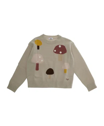 Il Gufo Kids' Mushroom-embroidered Sweater In Brown