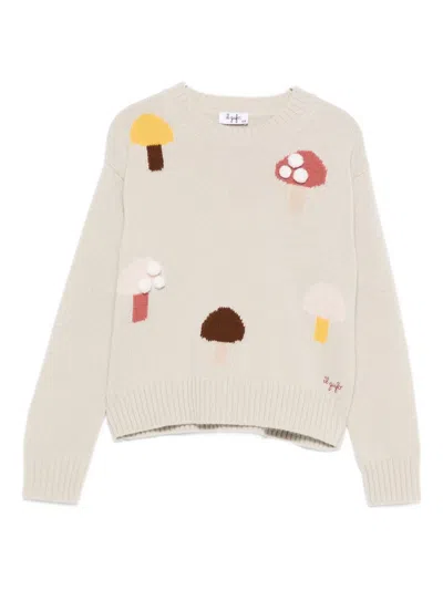 Il Gufo Kids' Mushroom-embroidered Sweater In Neutral