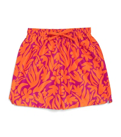 Il Gufo Kids' Nature Print Swim Shorts In Pink
