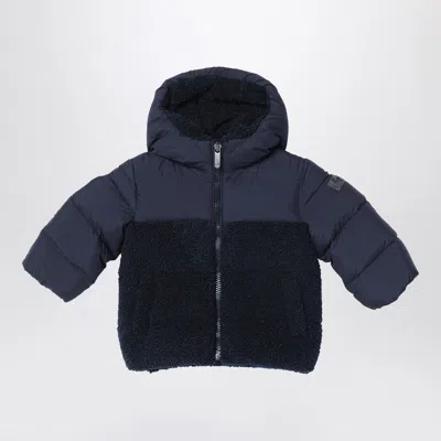 Il Gufo Navy Blue Nylon And Curly Down Jacket