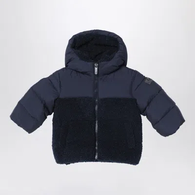 Il Gufo Navy Blue Nylon And Curly Down Jacket