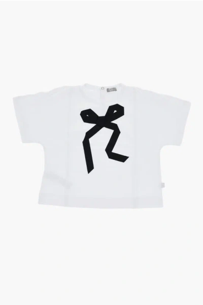 Il Gufo Oversized T-shirt With Flace Application In White