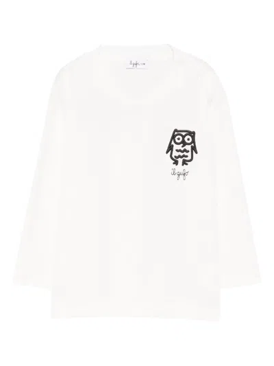 Il Gufo Babies' Owl Long-sleeve T-shirt In White