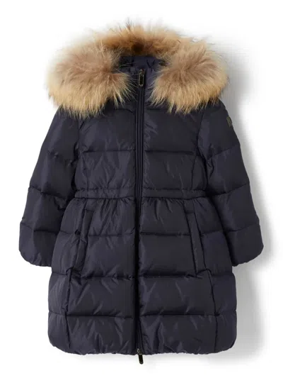 Il Gufo Kids' Padded Fur Hooded Coat In Blue